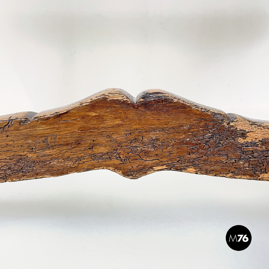 Italian antique wooden table with lyre legs, 1800s 