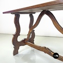 Italian antique wooden table with lyre legs, 1800s 