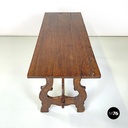 Italian antique wooden table with lyre legs, 1800s 