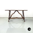 Italian antique wooden table with lyre legs, 1800s 