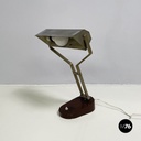 Italian mid-century modern Adjustable desk or table lamp in brown metal, 1930s