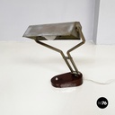 Italian mid-century modern Adjustable desk or table lamp in brown metal, 1930s