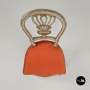 Italian antique green and gold wooden chairs with orange cushions, 1700s