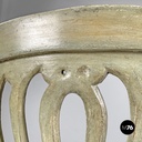 Italian antique green and gold wooden chairs with orange cushions, 1700s