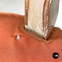 Italian antique green and gold wooden chairs with orange cushions, 1700s