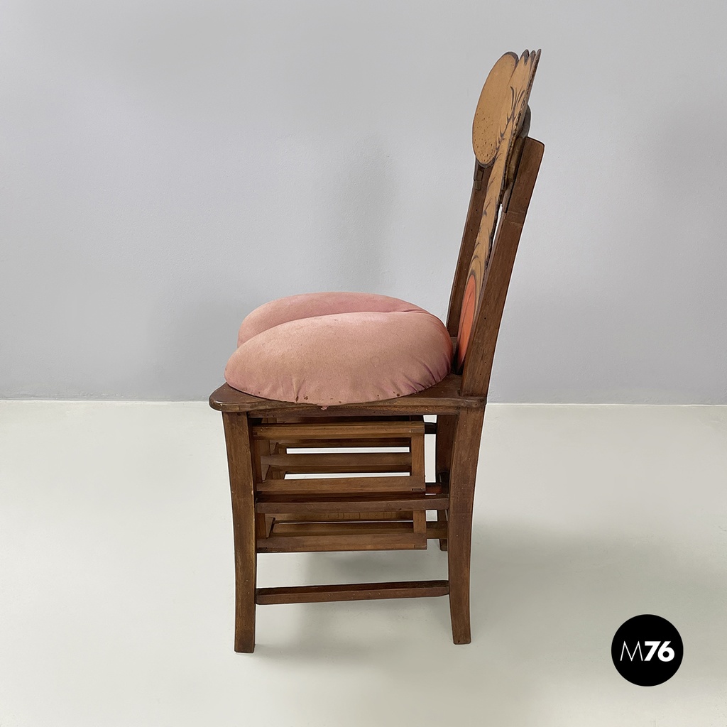 Italian modern Wood Chair with bottle rack-artwork by Bogdan, 2000s