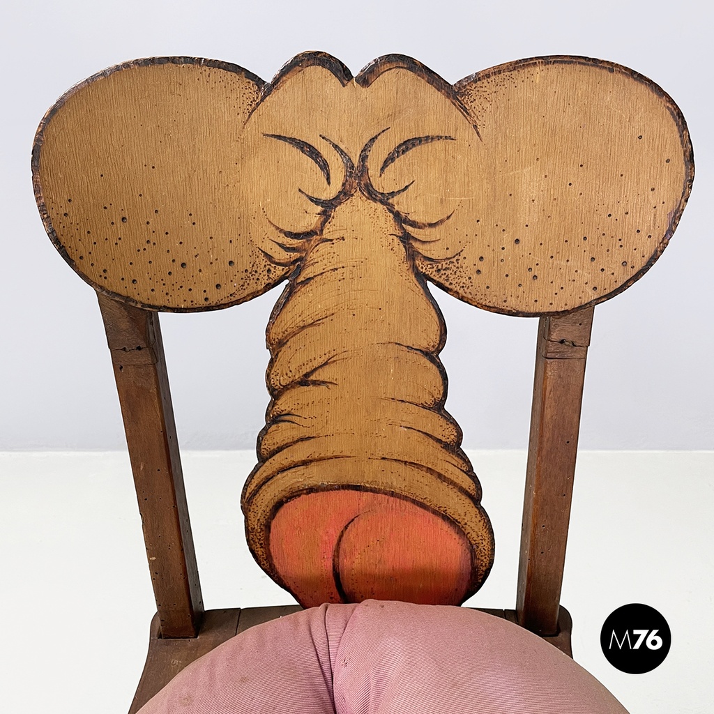 Italian modern Wood Chair with bottle rack-artwork by Bogdan, 2000s