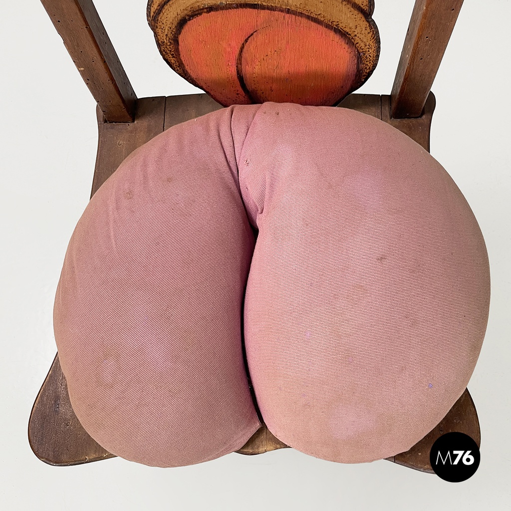 Italian modern Wood Chair with bottle rack-artwork by Bogdan, 2000s