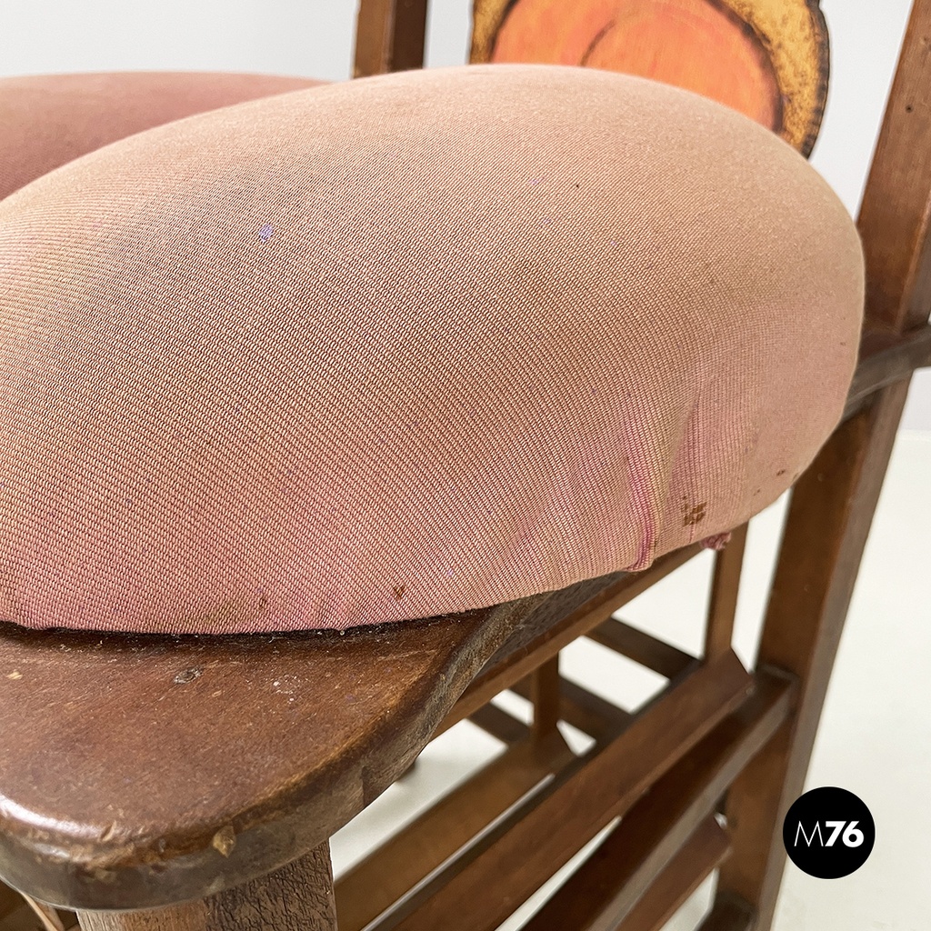 Italian modern Wood Chair with bottle rack-artwork by Bogdan, 2000s