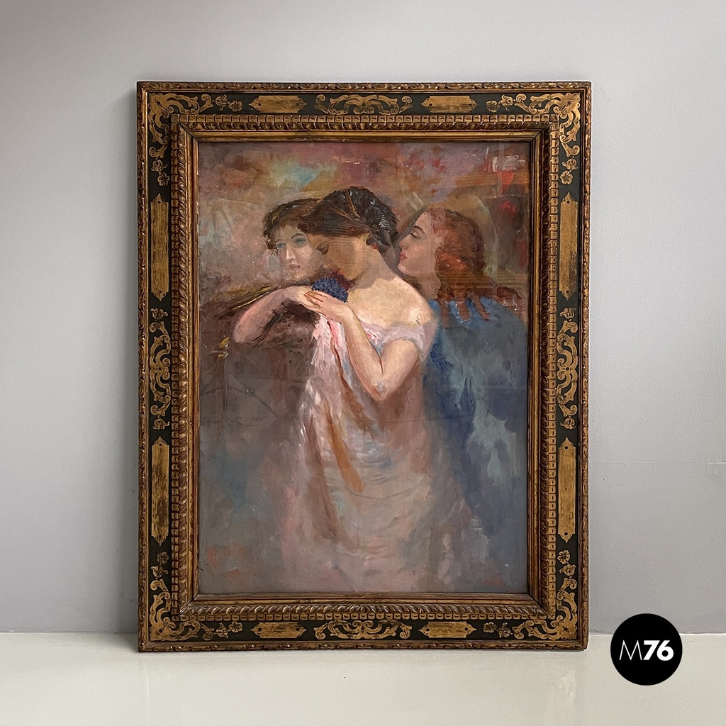 Italian Painting with finely crafted wooden frame, 1800-1900s