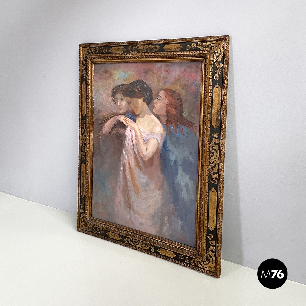 Italian Painting with finely crafted wooden frame, 1800-1900s