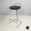 Italian modern black wood and chromed metal stool by George Coslin, Dada 1980s