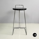 Italian modern black wood and chromed metal stool by George Coslin, Dada 1980s