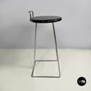 Italian modern black wood and chromed metal stool by George Coslin, Dada 1980s