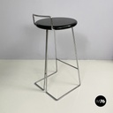 Italian modern black wood and chromed metal stool by George Coslin, Dada 1980s
