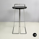 Italian modern black wood and chromed metal stool by George Coslin, Dada 1980s