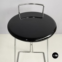 Italian modern black wood and chromed metal stool by George Coslin, Dada 1980s