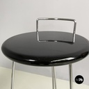 Italian modern black wood and chromed metal stool by George Coslin, Dada 1980s