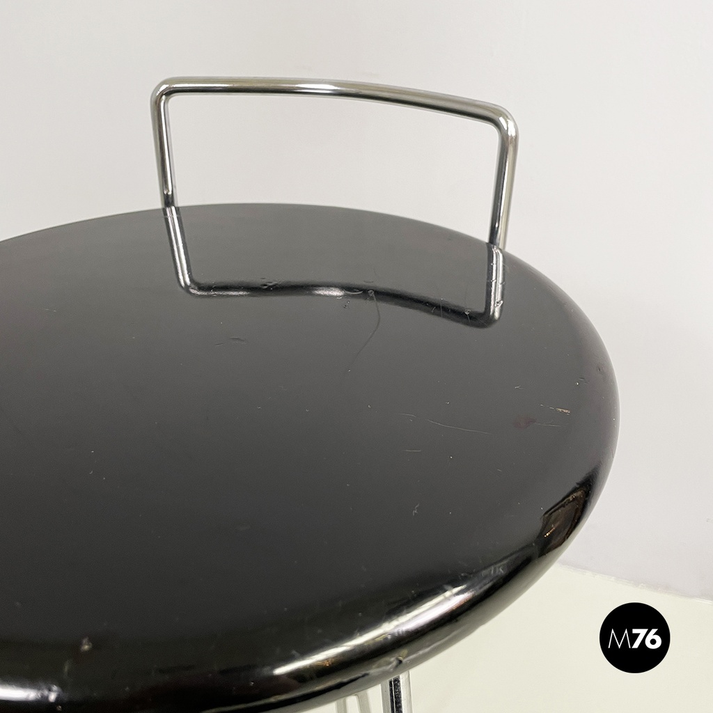 Italian modern black wood and chromed metal stool by George Coslin, Dada 1980s
