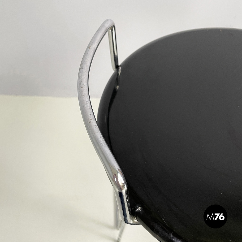 Italian modern black wood and chromed metal stool by George Coslin, Dada 1980s