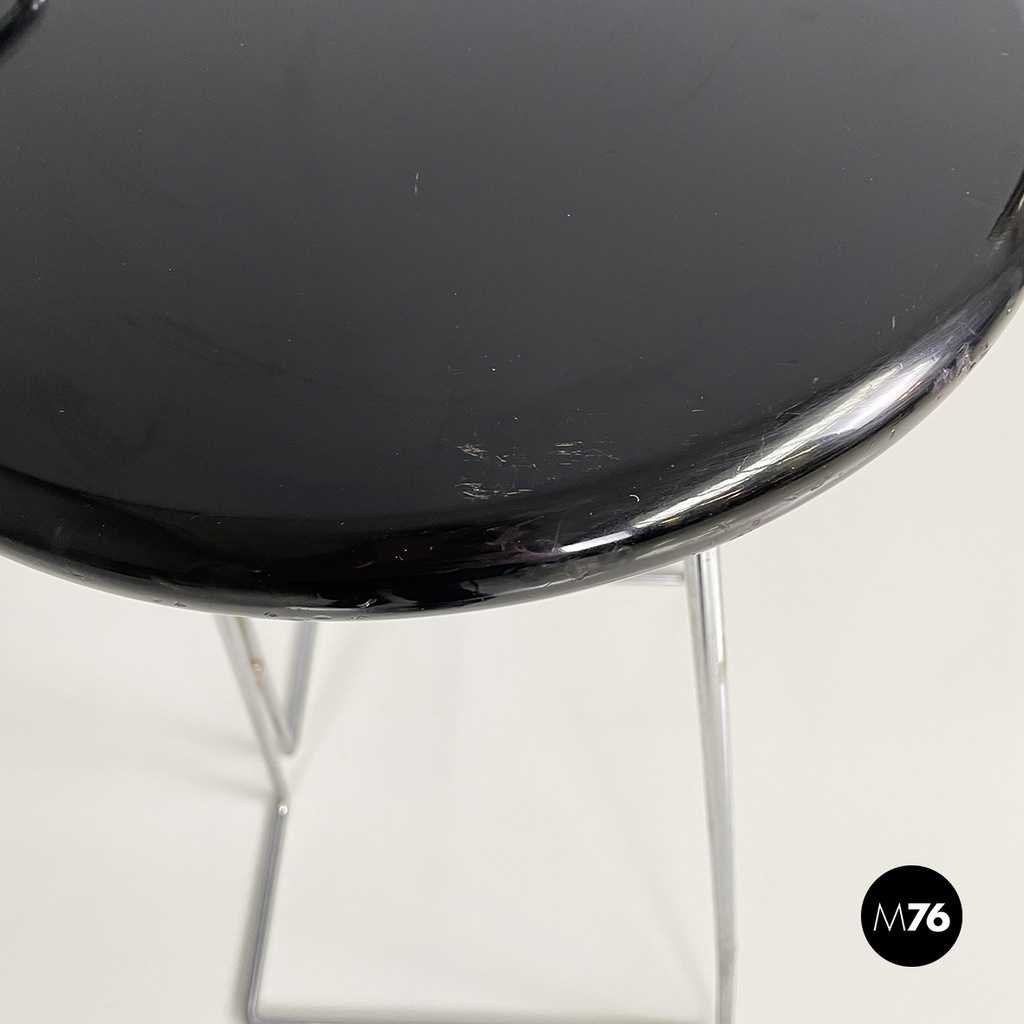 Italian modern black wood and chromed metal stool by George Coslin, Dada 1980s