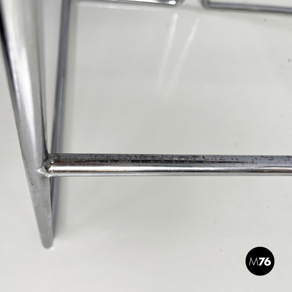 Italian modern black wood and chromed metal stool by George Coslin, Dada 1980s