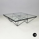 Italian modern Glass and black metal Coffee table Alanda by Piva for B&B, 1980s
