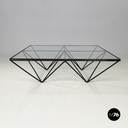 Italian modern Glass and black metal Coffee table Alanda by Piva for B&B, 1980s