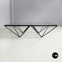 Italian modern Glass and black metal Coffee table Alanda by Piva for B&B, 1980s