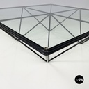Italian modern Glass and black metal Coffee table Alanda by Piva for B&B, 1980s