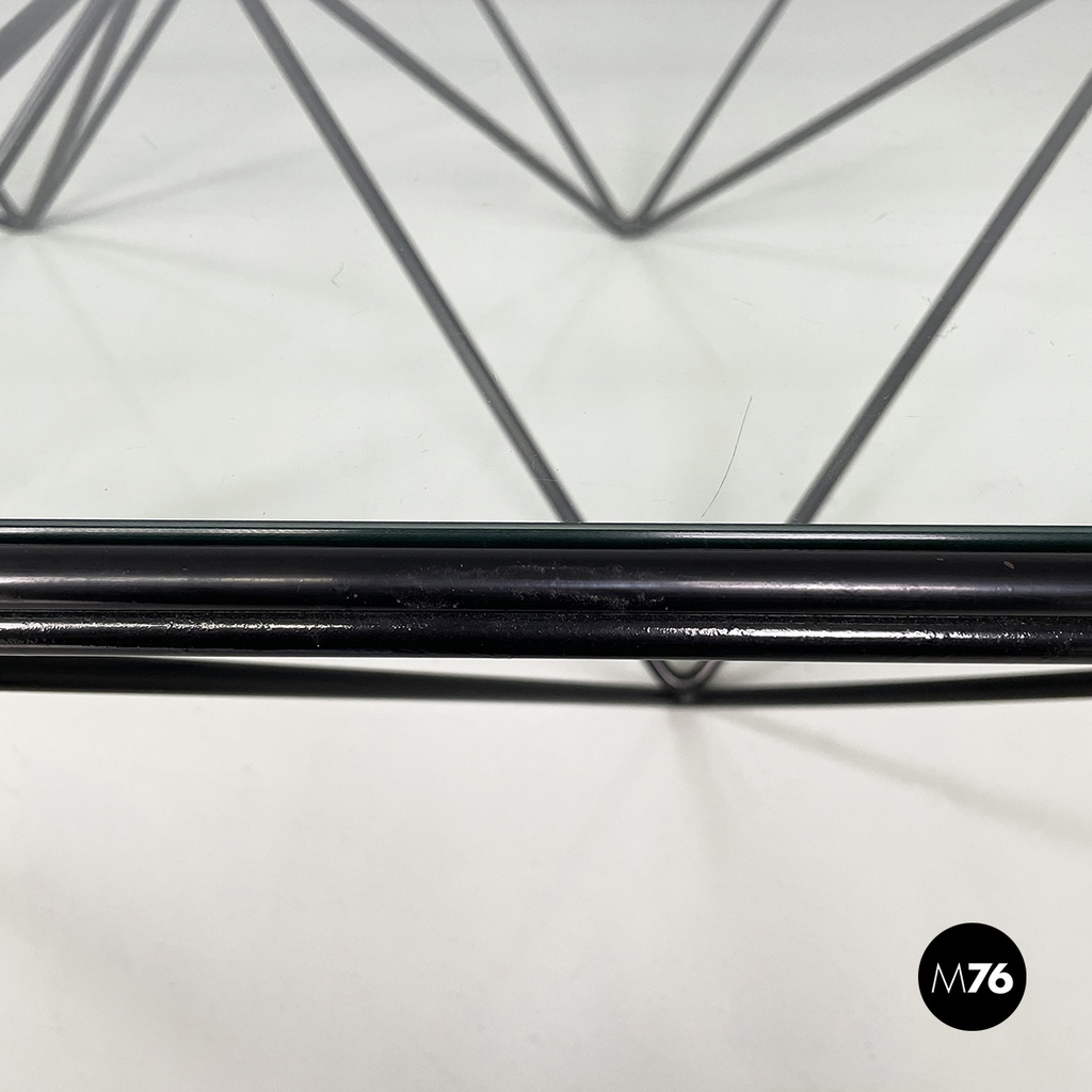 Italian modern Glass and black metal Coffee table Alanda by Piva for B&B, 1980s