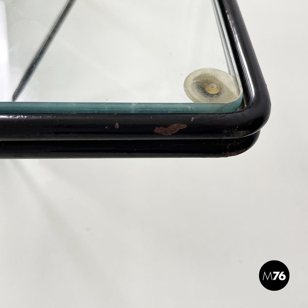 Italian modern Glass and black metal Coffee table Alanda by Piva for B&B, 1980s