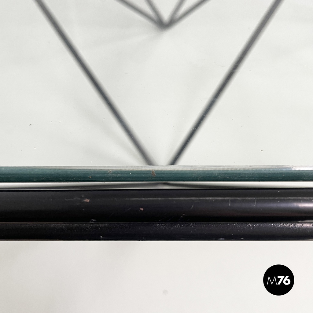 Italian modern Glass and black metal Coffee table Alanda by Piva for B&B, 1980s