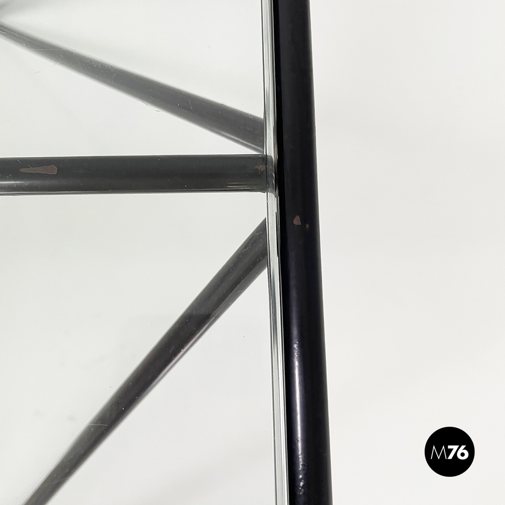 Italian modern Glass and black metal Coffee table Alanda by Piva for B&B, 1980s