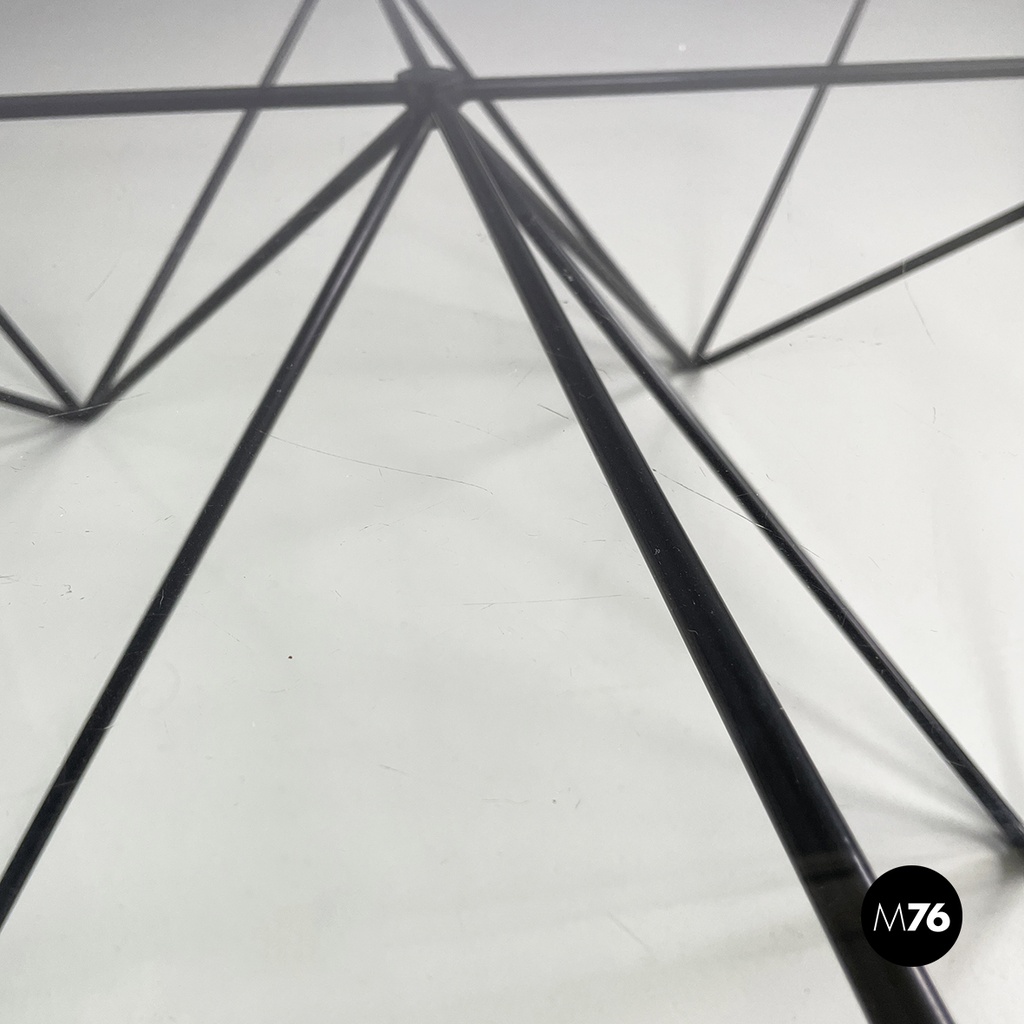 Italian modern Glass and black metal Coffee table Alanda by Piva for B&B, 1980s