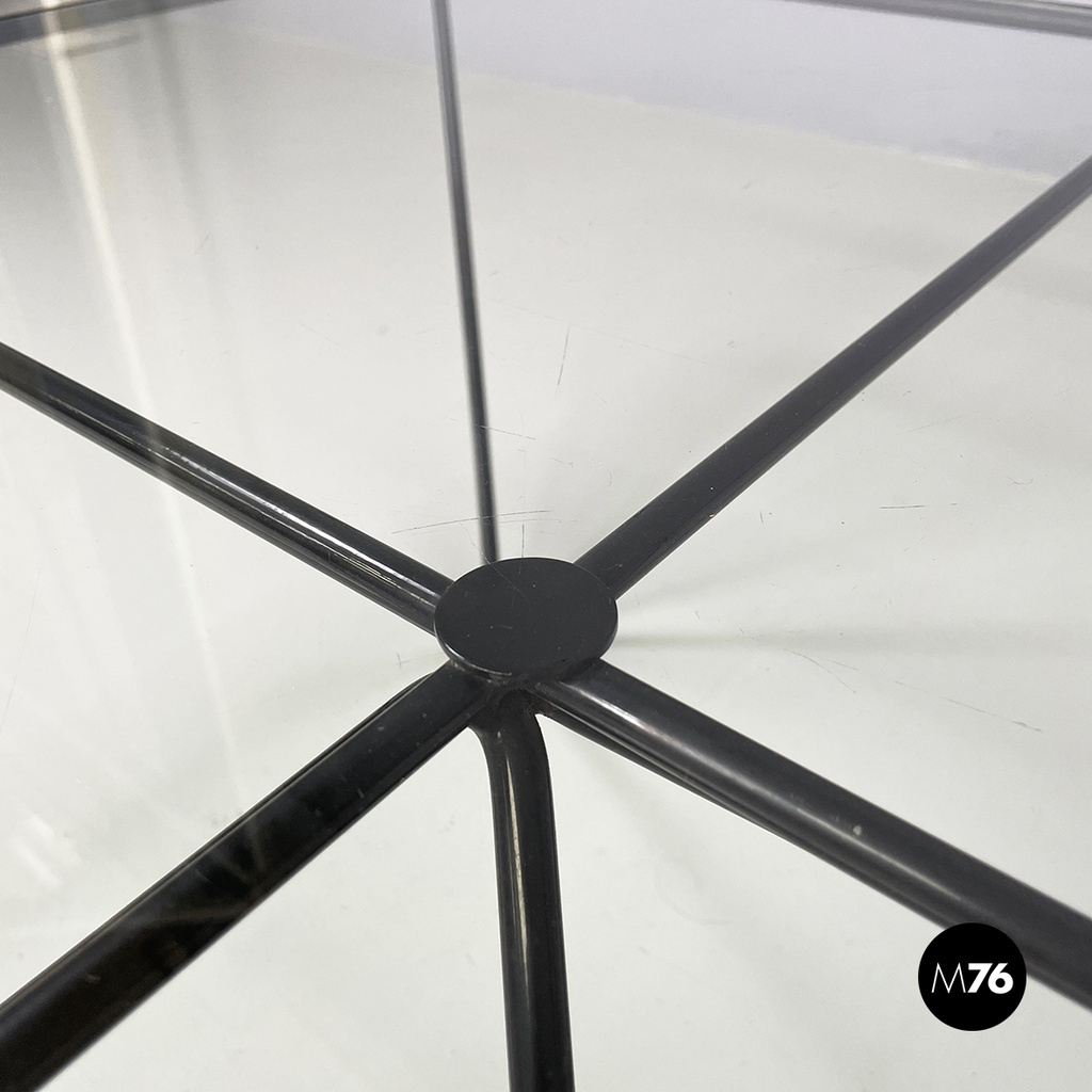 Italian modern Glass and black metal Coffee table Alanda by Piva for B&B, 1980s