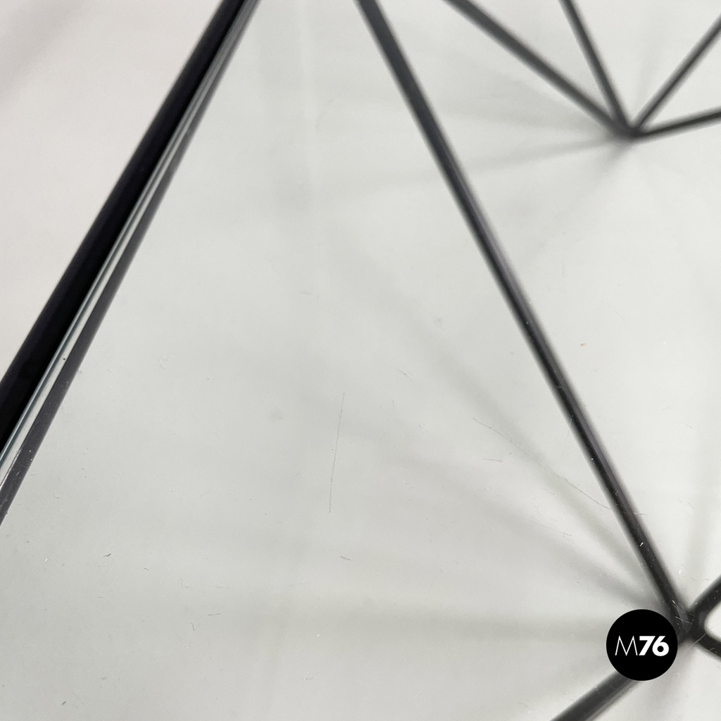 Italian modern Glass and black metal Coffee table Alanda by Piva for B&B, 1980s