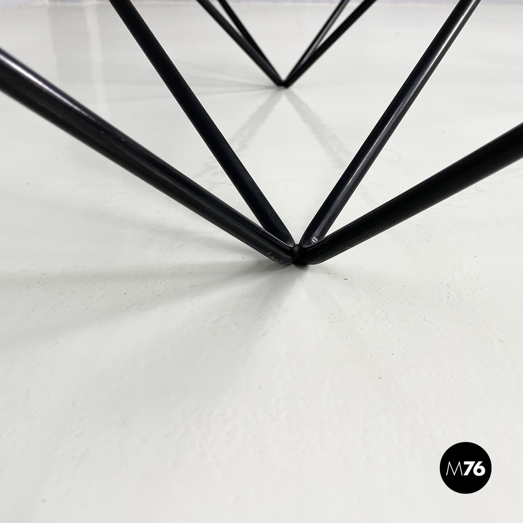 Italian modern Glass and black metal Coffee table Alanda by Piva for B&B, 1980s