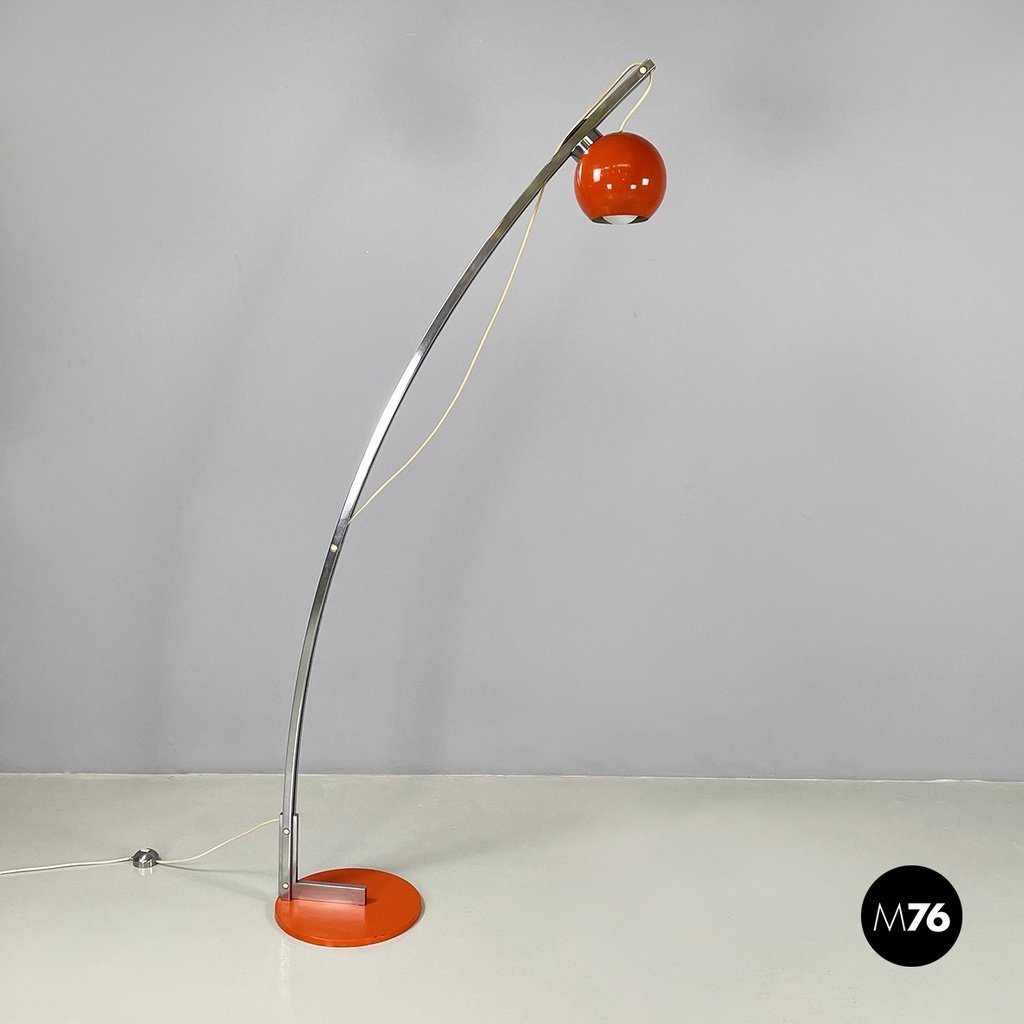 Lampada da terra in metallo arancione, 1970 ca.