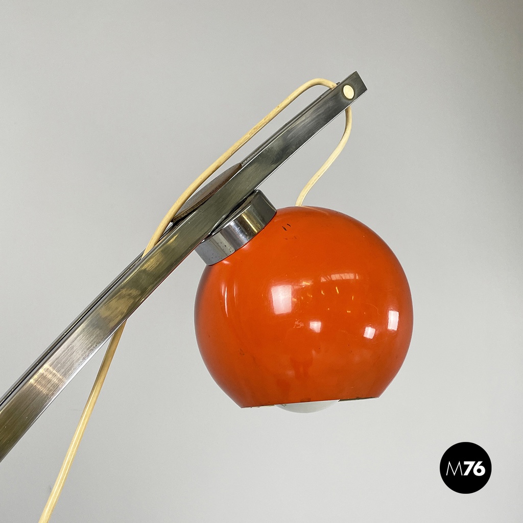 Lampada da terra in metallo arancione, 1970 ca.