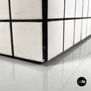 Italian post modern coffee table with white stoneware tiles and black grout 2023