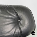 Italian modern black leather lounge chair 670 671 by Eames for ICF, 1970s
