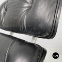 Italian modern black leather lounge chair 670 671 by Eames for ICF, 1970s
