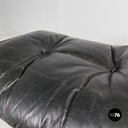 Italian modern black leather lounge chair 670 671 by Eames for ICF, 1970s