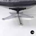 Italian modern black leather lounge chair 670 671 by Eames for ICF, 1970s
