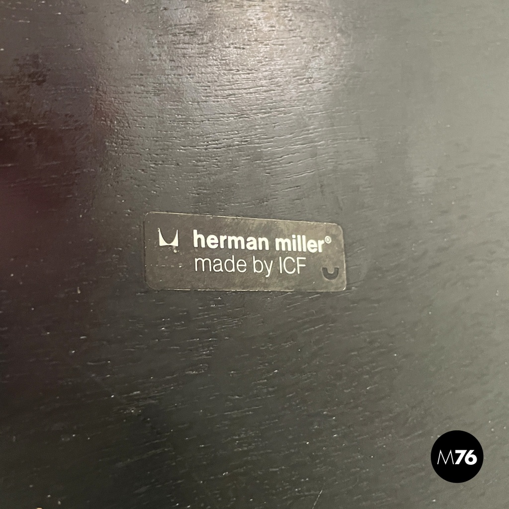 Italian modern black leather lounge chair 670 671 by Eames for ICF, 1970s