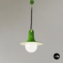 Italian mid-century modern Chandelier in green metal and plexiglass, 1970s
