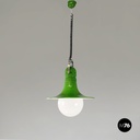 Italian mid-century modern Chandelier in green metal and plexiglass, 1970s