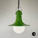 Italian mid-century modern Chandelier in green metal and plexiglass, 1970s