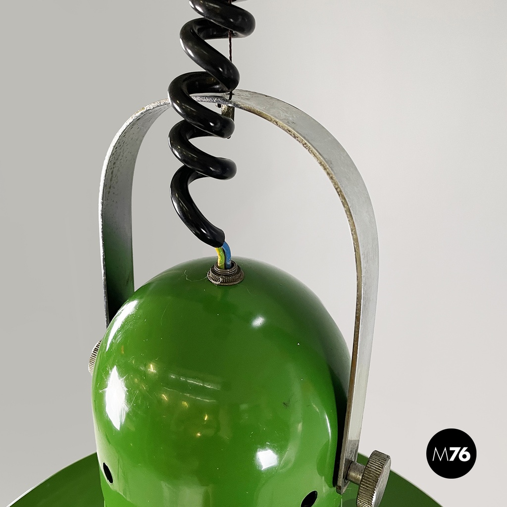 Italian mid-century modern Chandelier in green metal and plexiglass, 1970s